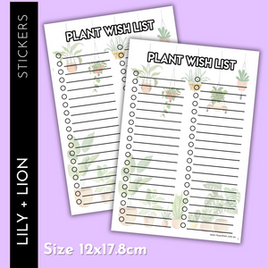 Plant wish List Tracker sheets
